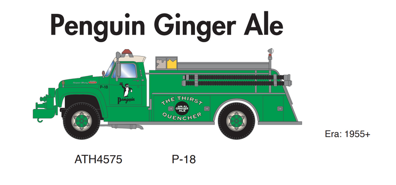 PREORDER Athearn ATH4575 HO Ford F-850 Fire Truck, Penguin Ginger Ale P-18