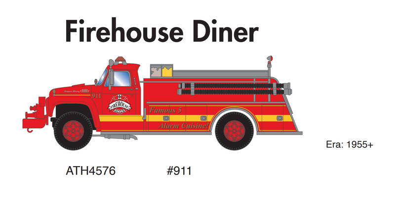 PREORDER Athearn ATH4576 HO Ford F-850 Fire Truck, Firehouse Diner