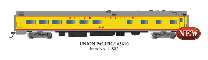 Bachmann 14802 85' SMOOTH-SIDE DINING CAR with LIGHTED INTERIOR UNION PACIFIC