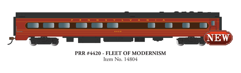 Bachmann 14804 85' SMOOTH-SIDE DINING CAR with LIGHTED INTERIOR PRR