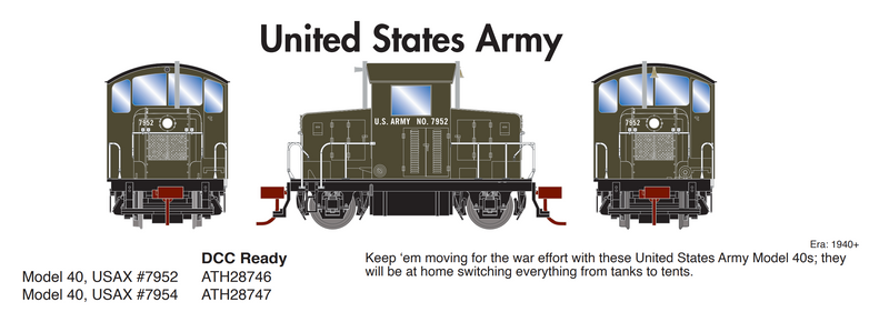 PREORDER Athearn ATH28747 HO EMD Model 40 DCC Ready, USAX