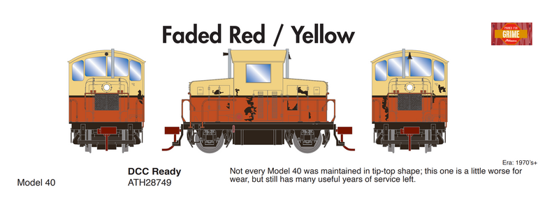 PREORDER Athearn ATH28749 HO EMD Model 40 DCC Ready, Faded Red/Yellow