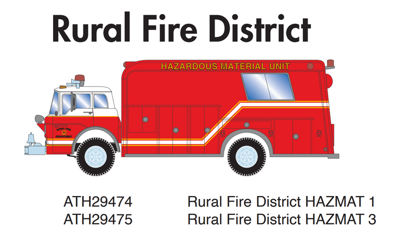 PREORDER Athearn ATH29475 HO Ford C Fire Resc Truck,Rural Fire Dist HAZMAT 3