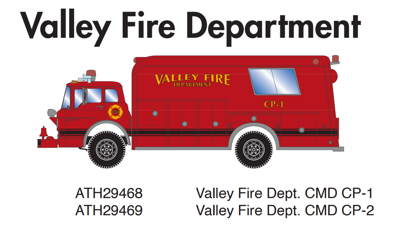 PREORDER Athearn ATH29469 HO Ford C Fire Rescue Truck, Valley Fire CMD CP-2