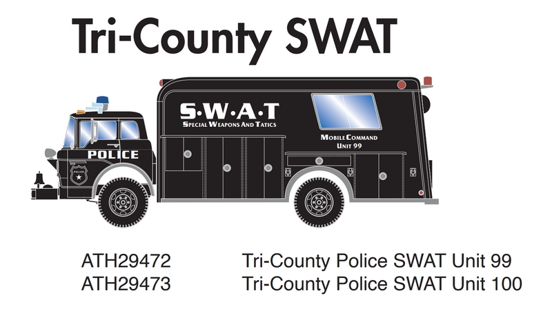 PREORDER Athearn ATH29472 HO Ford C Police Truck, Tri-County SWAT Command 99