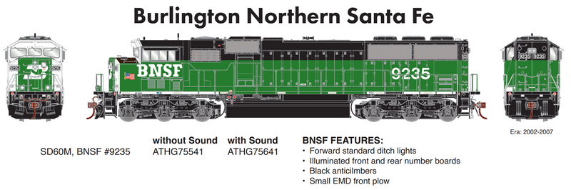 PREORDER Athearn Genesis ATHG75541 HO SD60M Tri-Clops, BNSF