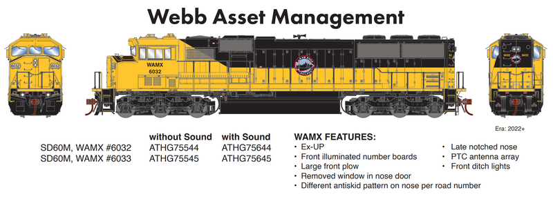 Athearn Genesis ATHG75545 HO SD60M Tri-Clops, WAMX