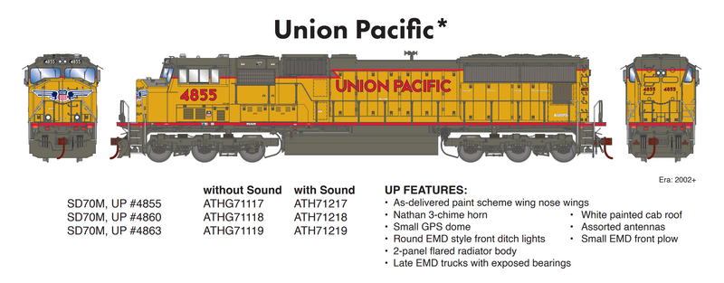 PREORDER Athearn Genesis ATHG71118 HO SD70M, UP/Flared