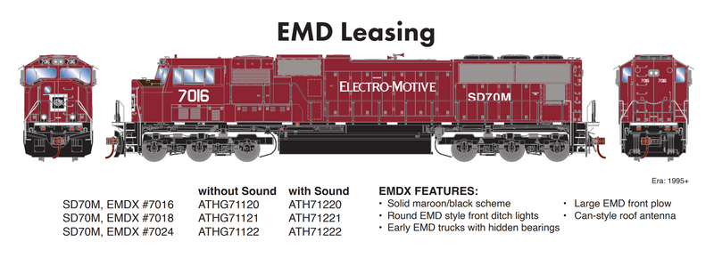 PREORDER Athearn Genesis ATHG71120 HO SD70M, EMDX/Maroon/Black
