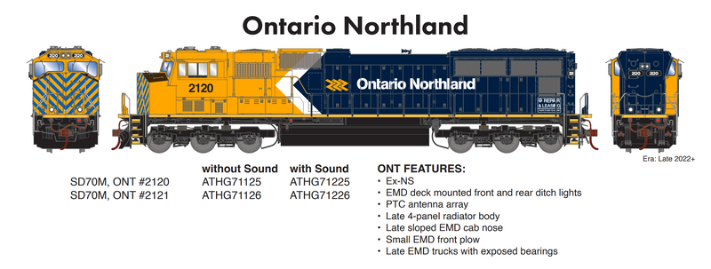 PREORDER Athearn Genesis ATHG71125 HO SD70M, ONT/Flared