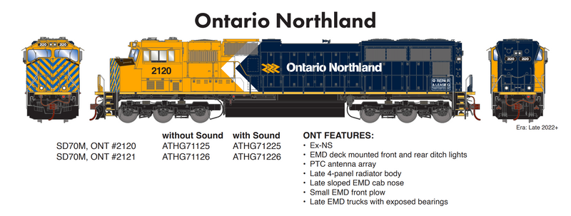 PREORDER Athearn Genesis ATHG71126 HO SD70M, ONT/Flared