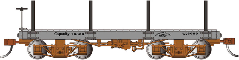 Bachmann 26513 18 ft. Flat Car - Gray, Data Only (2 per box) - On30 Scale