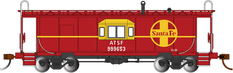 Bachmann 73206 Sante Fe - Bay Window w/ Roof Walk Caboose, HO Scale