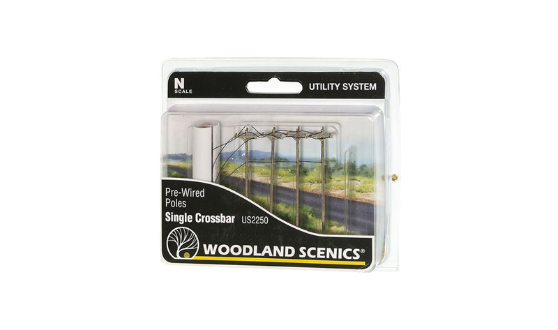 Woodland Scenics US2250 Pre-Wired Poles - Single Crossbar - N Scale