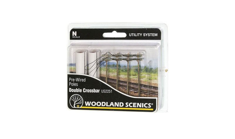 Woodland Scenics US2251 Pre-Wired Poles - Double Crossbar - N Scale