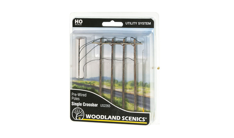 Woodland Scenics US2265 Pre-Wired Poles - Single Crossbar - HO Scale