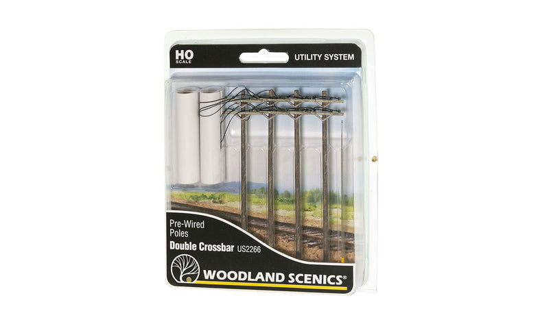 Woodland Scenics US2266 Pre-Wired Poles - Double Crossbar, HO Scale