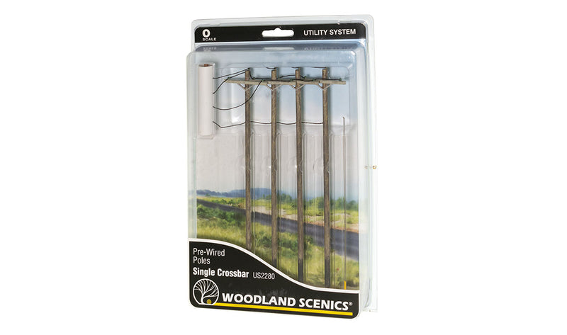 Woodland Scenics US2280 Pre-Wired Poles - Single Crossbar - O Scale