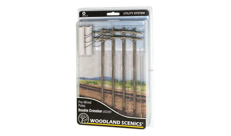 Woodland Scenics US2281 Pre-Wired Poles - Double Crossbar - O Scale