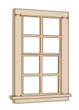 Northeastern Scale Lumber 95000 4/4 Double Hung Window 12, HO Scale