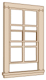 Northeastern Scale Lumber 95008 Windows pkg(8) -- 4/4 Double-Hung, HO Scale