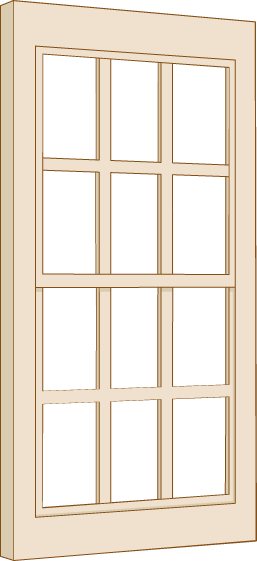 Northeastern Scale Lumber 95016 Structure Window -- 6/6 Double-Hung w/Extended Frame on Top and Bottom 30 x 66", HO Scale