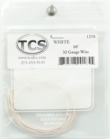 Train Control Systems TCS1218 32 Gauge Wire 10'  3.05m Roll -- White