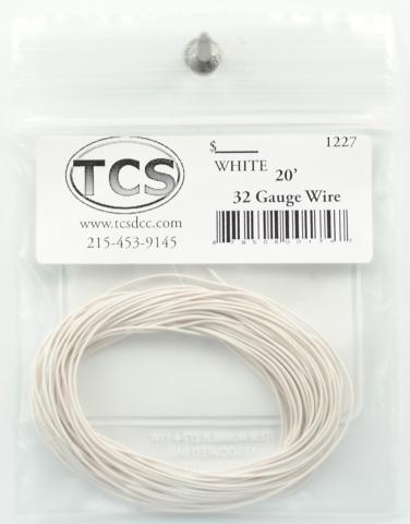 Train Control Systems TCS1227 32 Gauge Wire 20' 6.1m Roll -- White