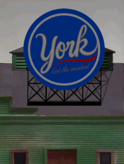 Miller Engineering Animation 883351 York Billboard Size 4.4" T x 3.6" W Suitable for HO/O Scales