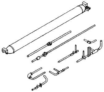 Details West 304 Air Tank Detail Set w/Pipes -- For Early To Late Era EMD Hood Units, HO Scale