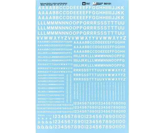 Microscale Industries 90101 Alphabets & Numbers - Railroad Gothic - Wh