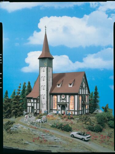 Vollmer Gmbh 43768 Altbach Half-Timber Church -- 7-13/16 x 5-5/8 x 12" 19.5 x 14 x 30cm, HO