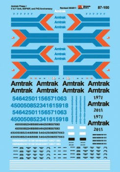 Microscale Industries 87-100 Amtrak -- EMD E, F & F40PH Diesels Phase I Scheme 1970, HO Scale