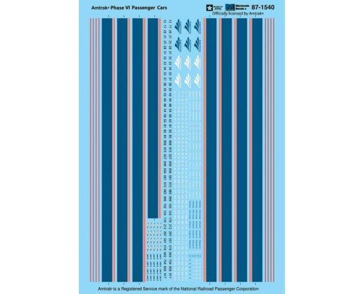 Microscale Industries 87-1540 Amtrak - AMTK -- Passenger Cars (Phase VI), HO Scale