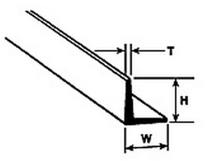 Plastruct 90507 AFS-10 4pk STYRENE ANGLE 3/8