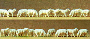 Preiser Kg 14161 Animals -- Sheep (white) pkg(18), HO Scale