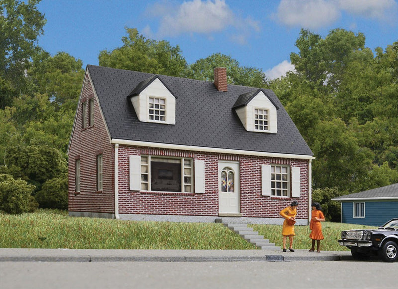 Walthers Cornerstone 933-3774 Brick Cape Cod House -- Kit - 4-1/4 x 3-5/8 x 3" 10.7 x 9.2 x 7.6cm, HO Scale