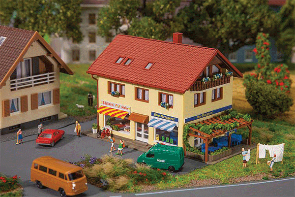 Faller Gmbh 232336 Butcher Shop & Bakery -- Kit - 4-1/2 x 3-1/4 x 3" 11.4 x 8.3 x 7.6cm, N Scale