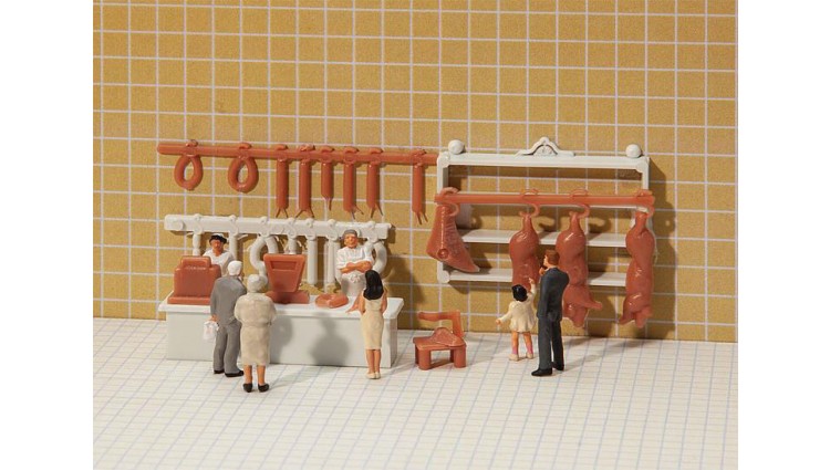 Faller Gmbh 180974 Butcher Shop Interior Decoration Set -- Unpainted, HO Scale
