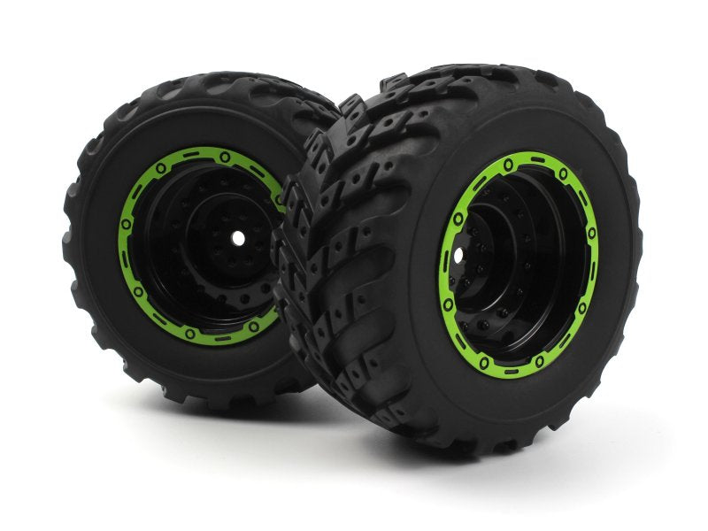 BlackZon 540181 Smyter MT Wheels/Tires Assembled (Black/Green)