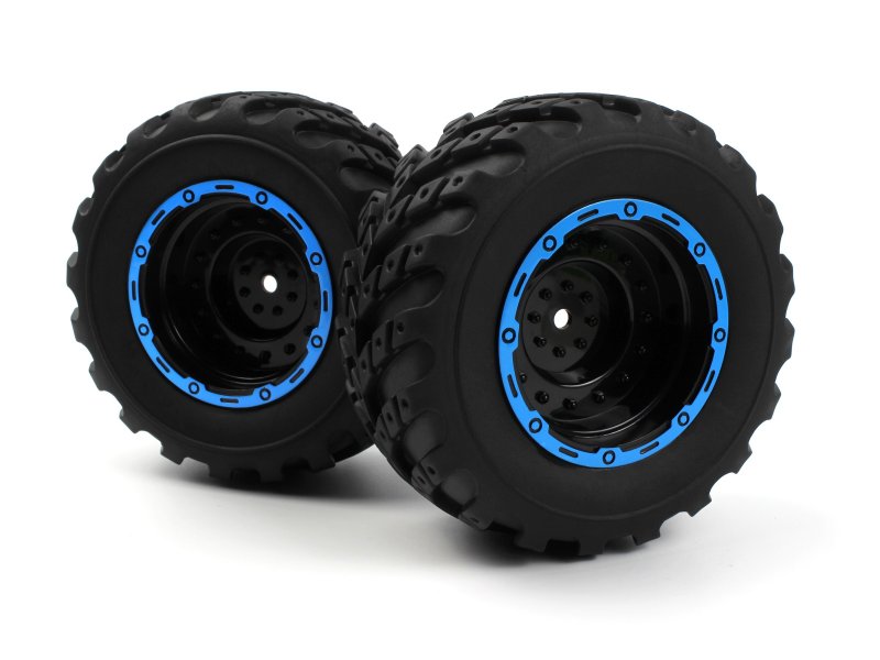 BlackZon 540182 Smyter MT Wheels/Tires Assembled (Black/Blue)