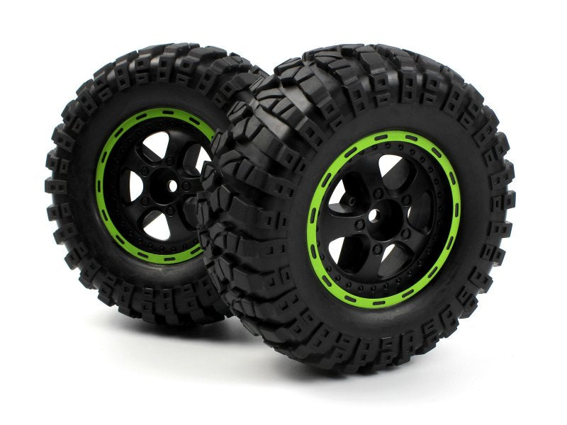 BlackZon 540183 Smyter Desert Wheels/Tires Assembled (Black/Green)