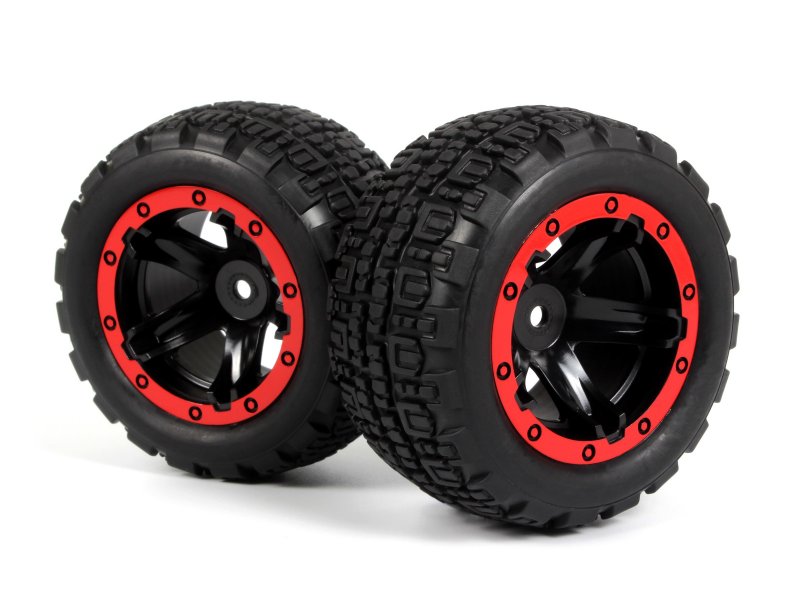 BlackZon 540196 Slyder ST Wheels/Tires Assembled (Black/Red)