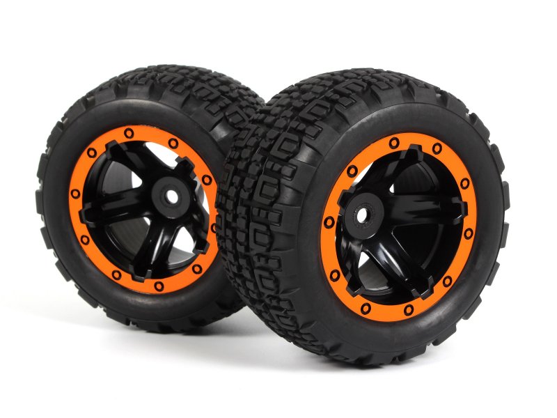 BlackZon 540197 Slyder ST Wheels/Tires Assembled (Black/Orange)