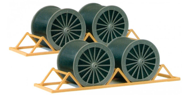 Preiser Kg 17117 Cable Drums w/Transport Racks - Kit, HO Scale