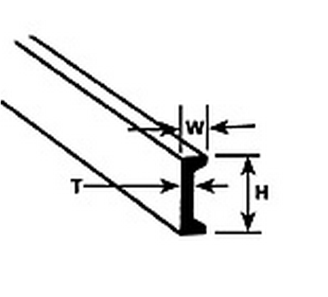 Plastruct 90534 CFS-5 6pk STYRENE CHANNEL 5/32