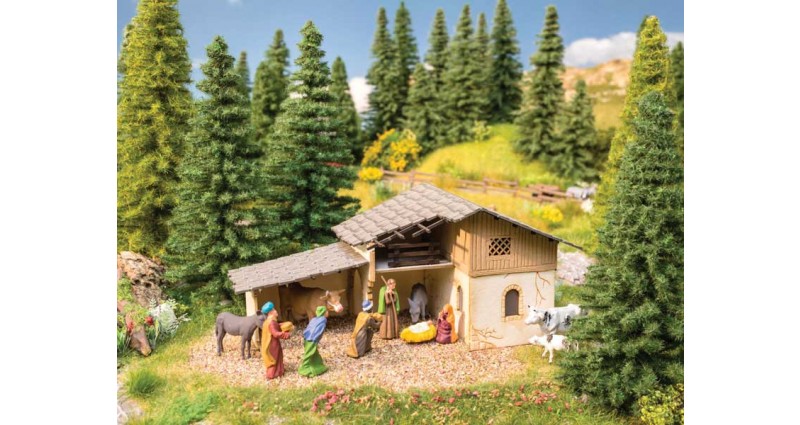 Noch Gmbh & Co 65620 Christmas Crib Manger Structure & Scenery Set -- Laser-Cut Wood & Card Kit, HO Scale