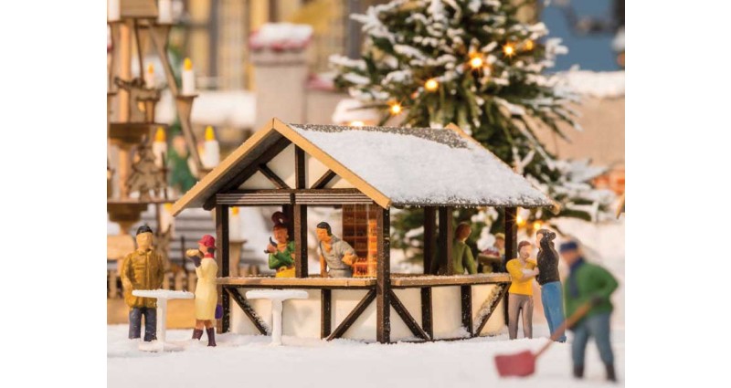 Noch Gmbh & Co 14393 Christmas Market Mulled Wine Stand -- Laser-Cut Wood Kit, HO Scale