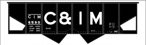 Tichy Train Group 10402 C&IM 2 Bay Stl Hopper Decal, HO Scale