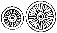 San Juan Details (formerly Grandt Line) 5143 Circus Wagon Wheels -- Baggage/Plain: 36" Front & 48" Rear - Two Complete Sets, HO Scale